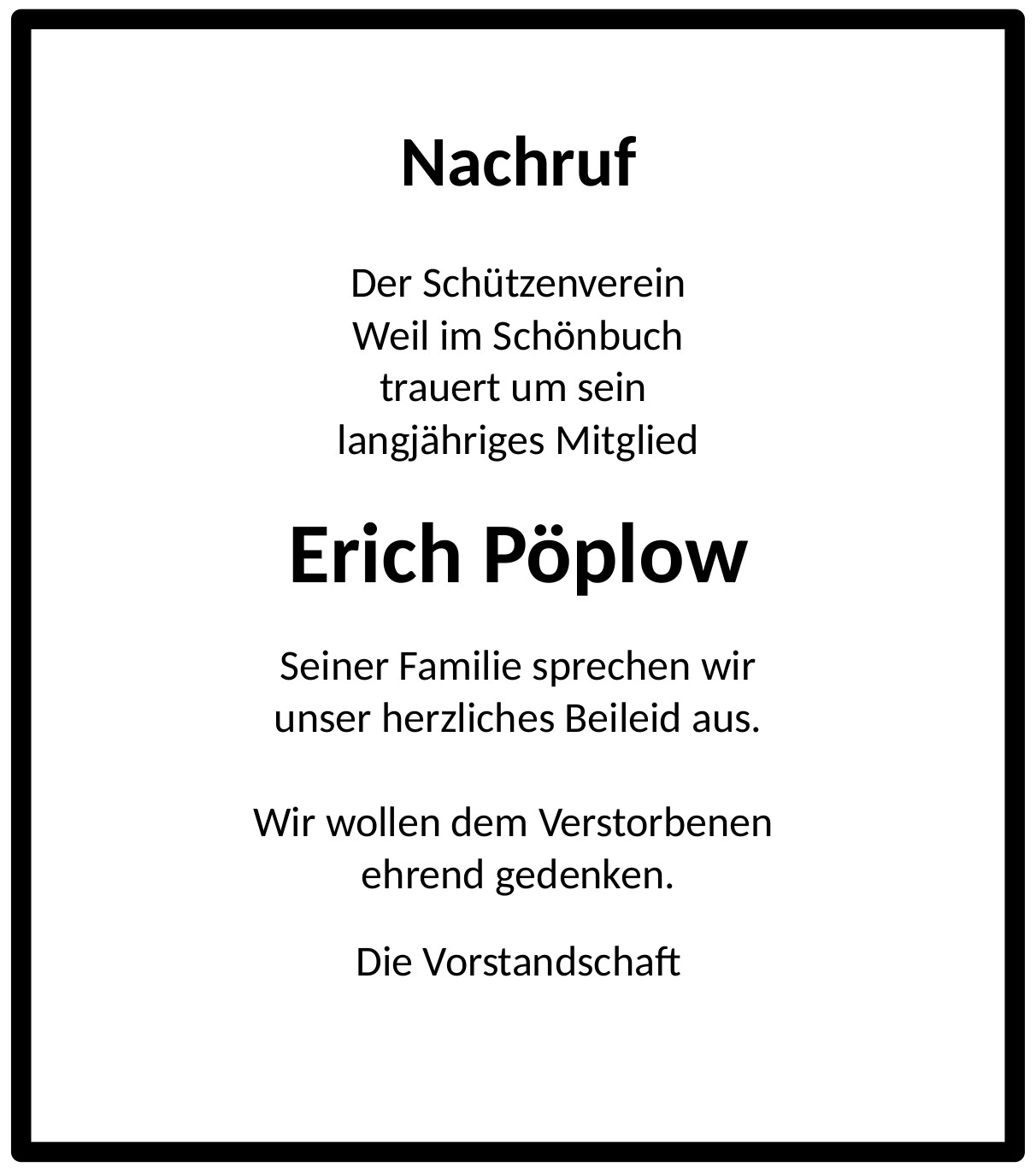 Nachruf Erich Pplow